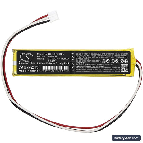 Logitech K800 Replacement Battery, 3.7V, 1500mAh, Li-Polymer 3