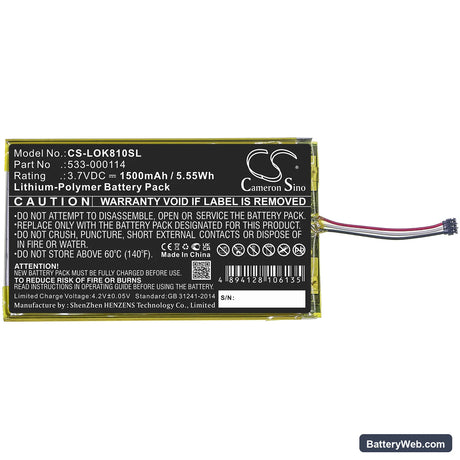 Logitech IIIuminated Keyboard K810 Replacement Battery, 3.7V, 1500mAh, Li-Polymer 3