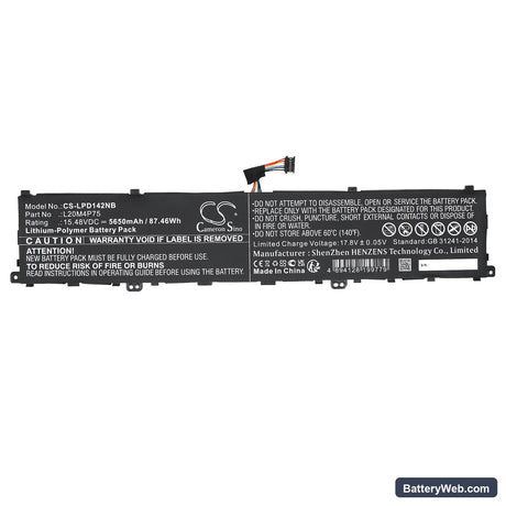 Lenovo ThinkPad P1 Gen 4 20Y3000KMS Replacement Battery, 15.48V, 5650mAh, Li-Polymer 3