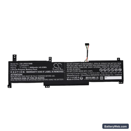 Lenovo IdeaPad 3 15ITL6 82H80041VN Replacement Battery, 11.4V, 3950mAh, Li-Polymer 3