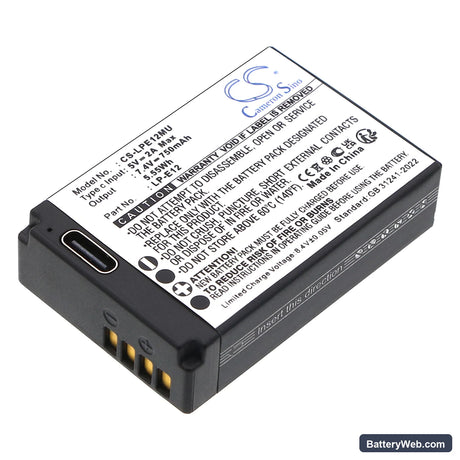 Canon EOS 100D Replacement Battery, 7.4V, 750mAh, Li-ion 1