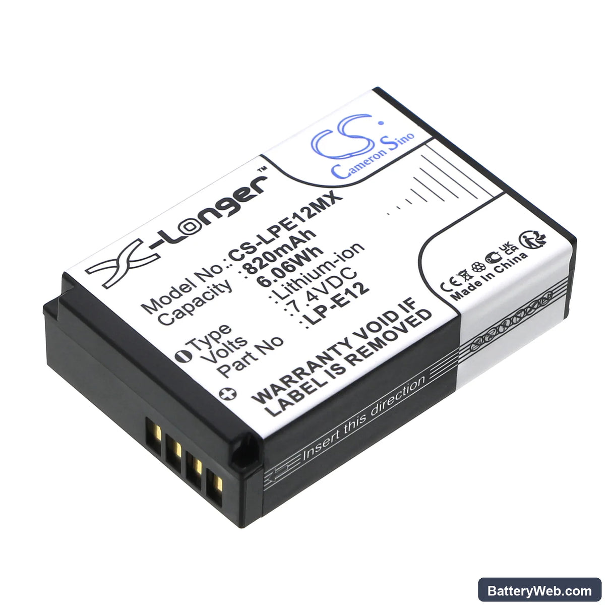 Canon EOS 100D Replacement Battery, 7.4V, 820mAh, Li-ion 1