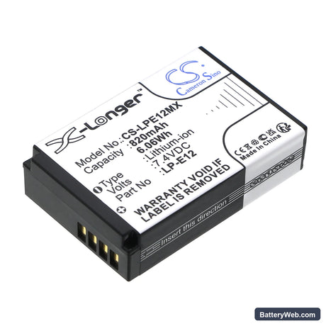 Canon EOS 100D Replacement Battery, 7.4V, 820mAh, Li-ion 1