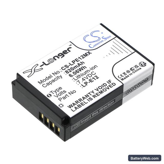 Canon EOS 100D Replacement Battery, 7.4V, 820mAh, Li-ion 1