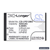 Canon EOS 100D Replacement Battery, 7.4V, 820mAh, Li-ion 5