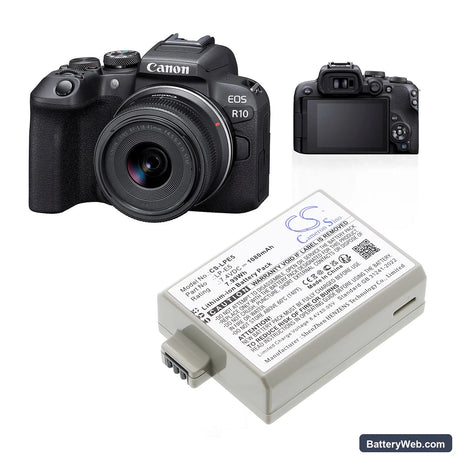 Canon EOS 450D Replacement Battery, 7.4V, 1080mAh, Li-ion 6