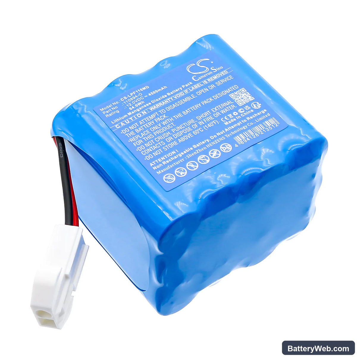 Life-Point Pro AED Replacement Battery, 12V, 4500mAh, Li-MnO2 1