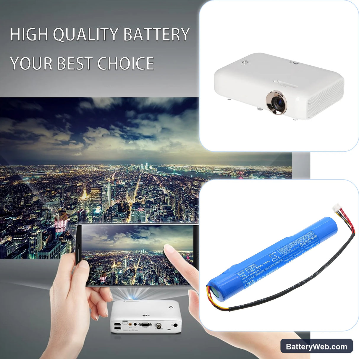 LG PH550 Replacement Battery, 7.4V, 2600mAh, Li-ion 6