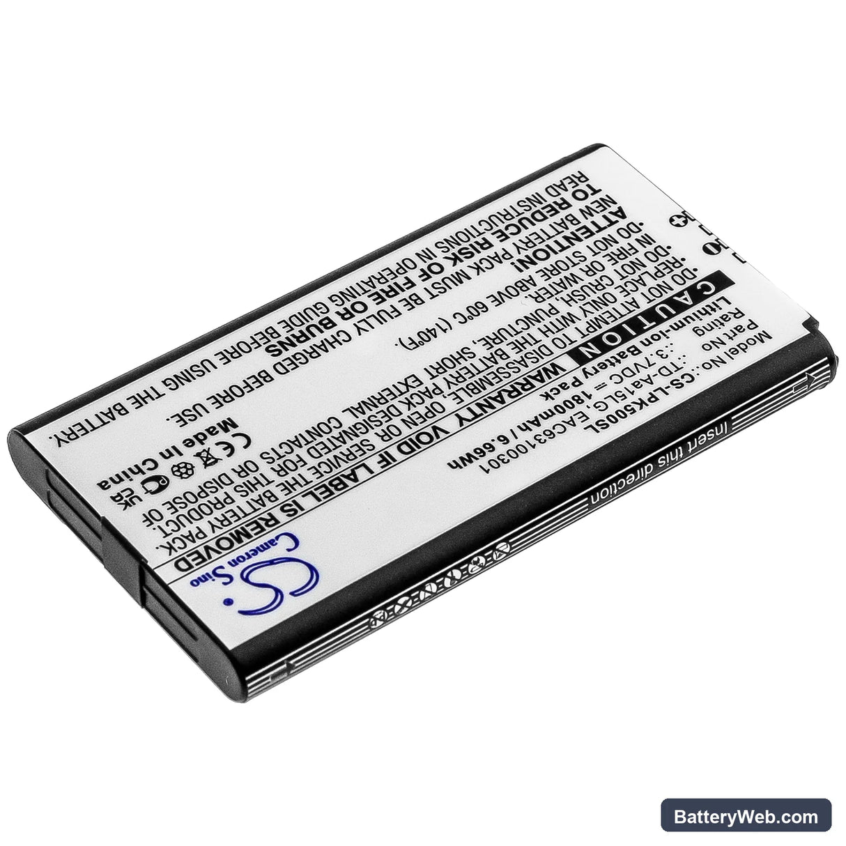 LG Music Flow P5 Replacement Battery, 3.7V, 1800mAh, Li-ion 2