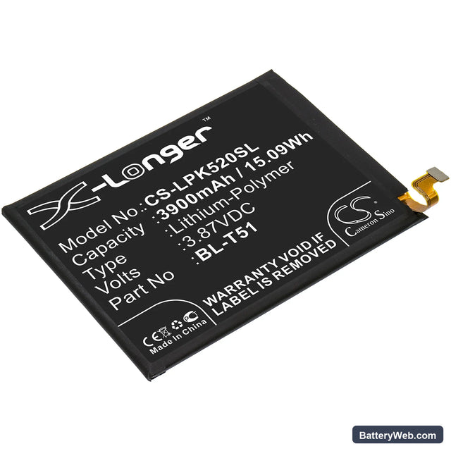 LG K52 Replacement Battery, 3.87V, 3900mAh, Li-Polymer 1