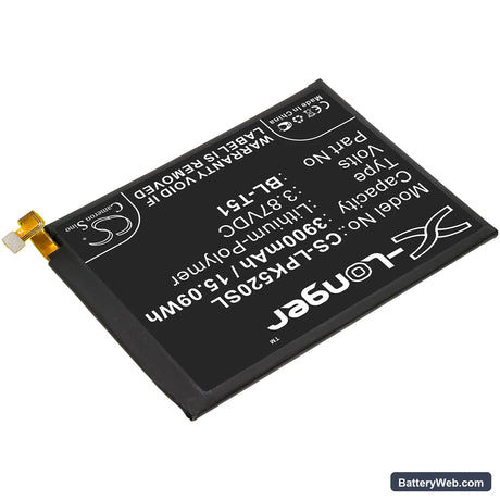 LG K52 Replacement Battery, 3.87V, 3900mAh, Li-Polymer 2