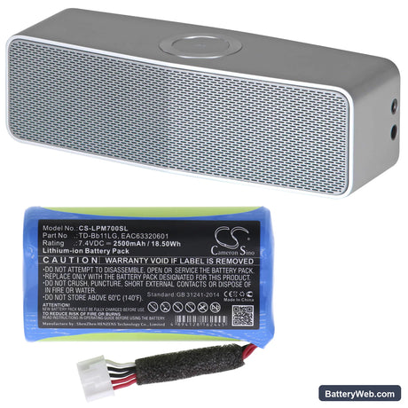 LG Music Flow P7 Replacement Battery, 7.4V, 2500mAh, Li-ion 6