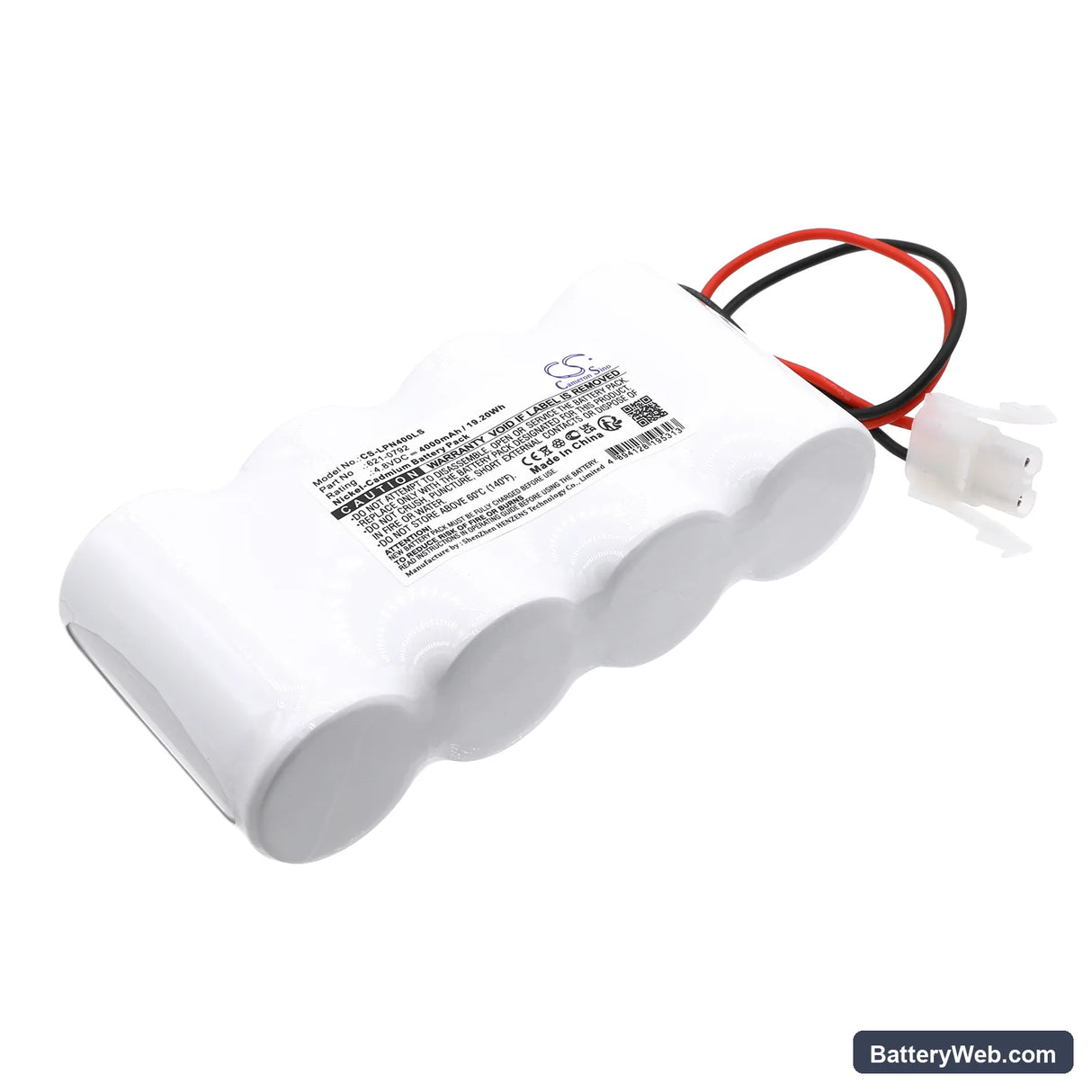 Lite-Plan HRN/4 Replacement Battery, 4.8V, 4000mAh, Ni-CD 1