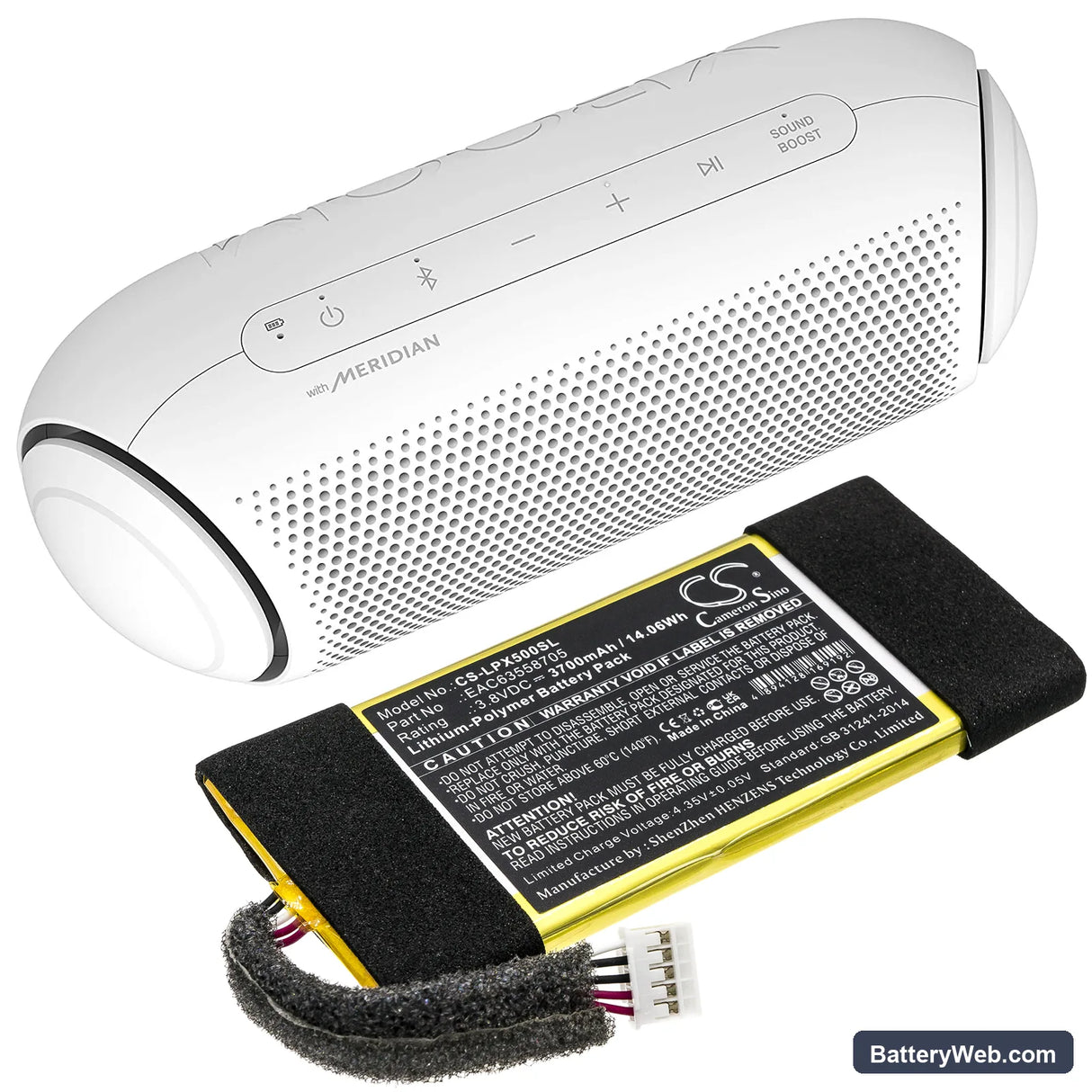LG XBOOM Go PL5 Replacement Battery, 3.8V, 3700mAh, Li-Polymer 6