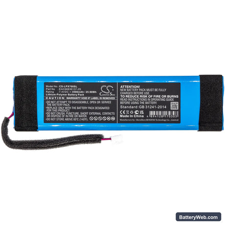 LG XBOOM Go PL7 Replacement Battery, 7.4V, 3500mAh, Li-Polymer 3