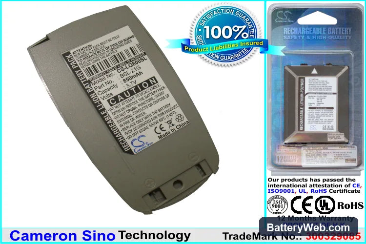 LG G7100 Replacement Battery, 3.7V, 850mAh, Li-ion 1