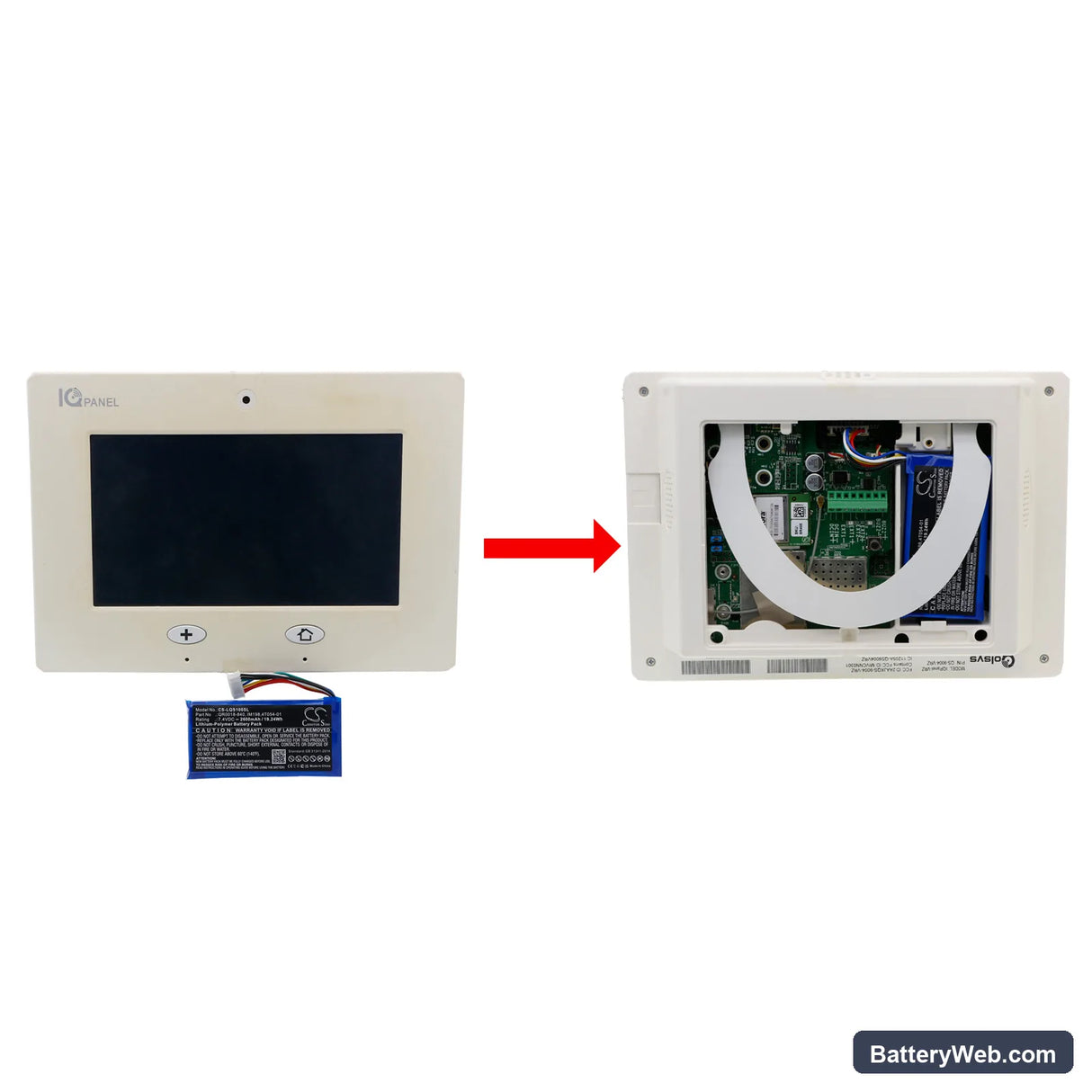 Qolsys IQ Panel Replacement Battery, 7.4V, 2600mAh, Li-Polymer 5