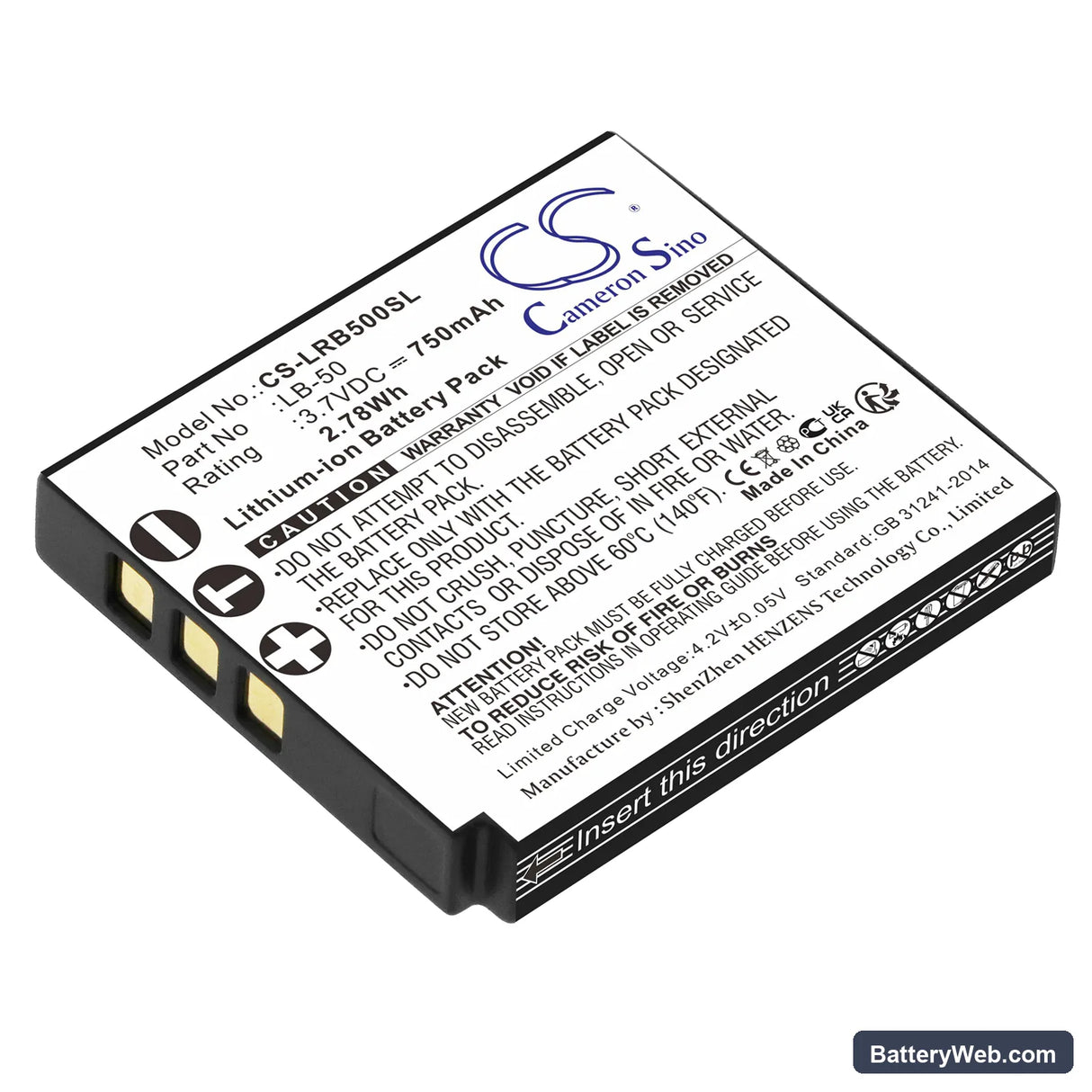 Lectrosonics SSM Transmitters Replacement Battery, 3.7V, 750mAh, Li-ion 1