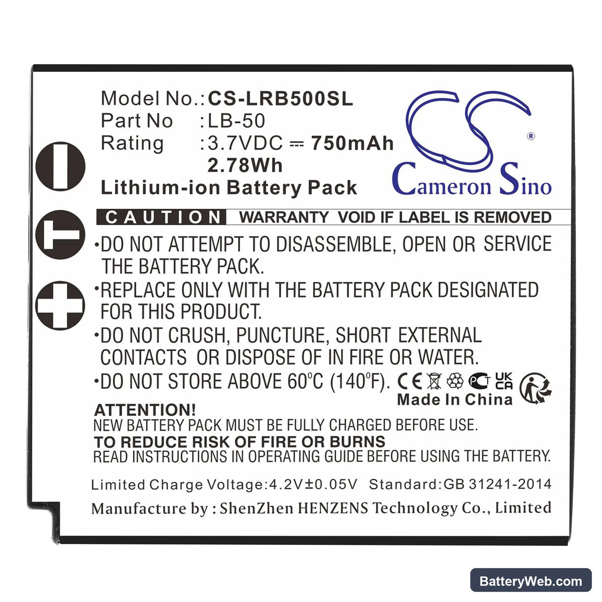 Lectrosonics SSM Transmitters Replacement Battery, 3.7V, 750mAh, Li-ion 3