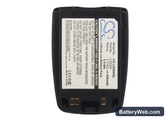 LG S5200 Replacement Battery, 3.7V, 950mAh, Li-ion 6