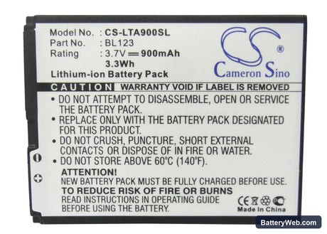 Lenovo A900 Replacement Battery, 3.7V, 900mAh, Li-ion 5