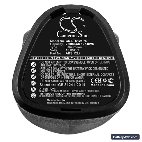 LUX-TOOLS ABS 12Li 396951 Replacement Battery, 10.8V, 2500mAh, Li-ion 3