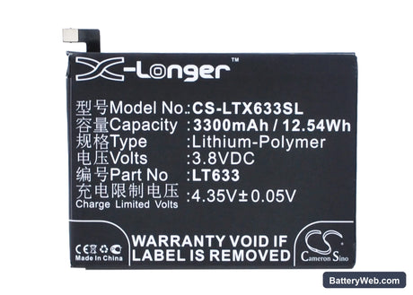 LeTV Max Replacement Battery, 3.8V, 3300mAh, Li-Polymer 5