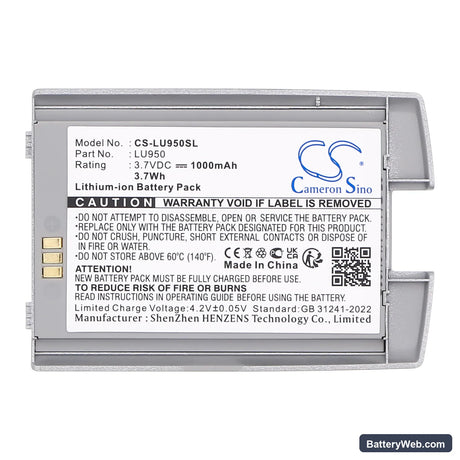 LG KU950 Replacement Battery, 3.7V, 1000mAh, Li-ion 5