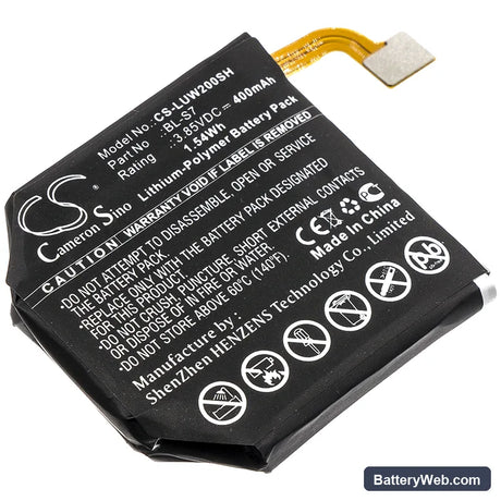 LG Watch Urbane 2nd Edition LTE Replacement Battery, 3.85V, 400mAh, Li-Polymer 1