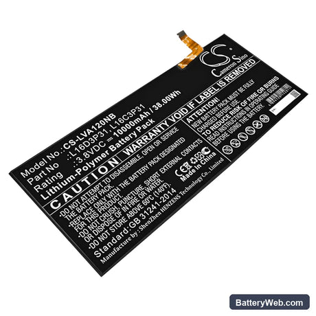 Lenovo Yoga A12 Replacement Battery, 3.8V, 10000mAh, Li-Polymer 1