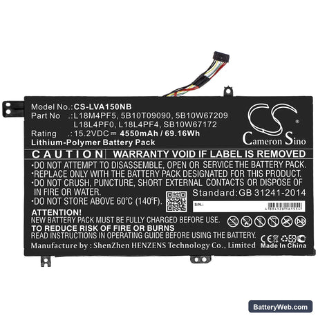 Lenovo xiaoxin Air 15 2019 Replacement Battery, 15.2V, 4550mAh, Li-Polymer 3