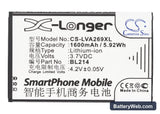 Lenovo A208t Replacement Battery, 3.7V, 1600mAh, Li-ion 5