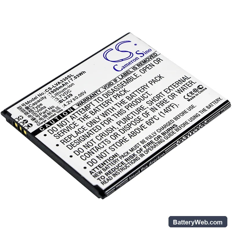 Lenovo A330E Replacement Battery, 3.7V, 1900mAh, Li-ion 1