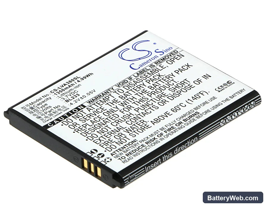 Lenovo A3600-D Replacement Battery, 3.7V, 1350mAh, Li-ion 1