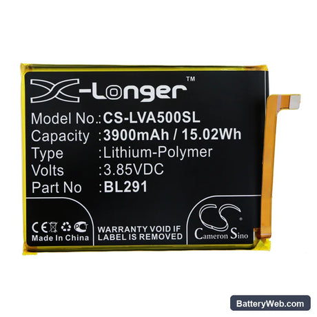 Lenovo A5 Replacement Battery, 3.85V, 3900mAh, Li-Polymer 3