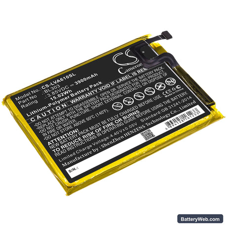 Lenovo A6 Note Replacement Battery, 3.85V, 3900mAh, Li-Polymer 1