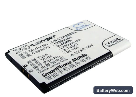 Lenovo A66T Replacement Battery, 3.7V, 1750mAh, Li-ion 2