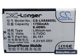 Lenovo A66T Replacement Battery, 3.7V, 1750mAh, Li-ion 5