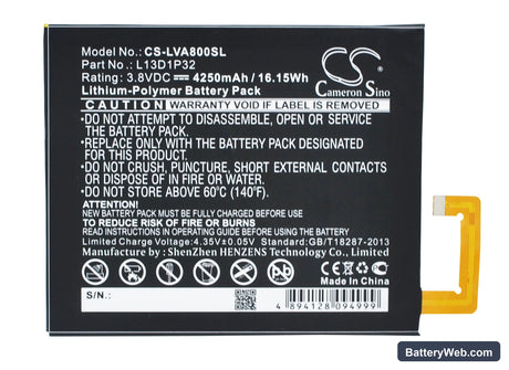 Lenovo IdeaPad A8 Replacement Battery, 3.8V, 4250mAh, Li-Polymer 1