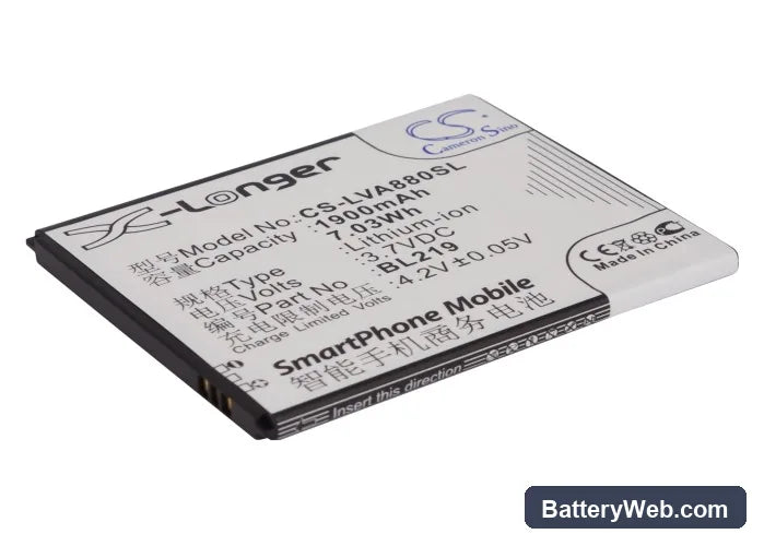 Lenovo A880 Replacement Battery, 3.7V, 1900mAh, Li-ion 1