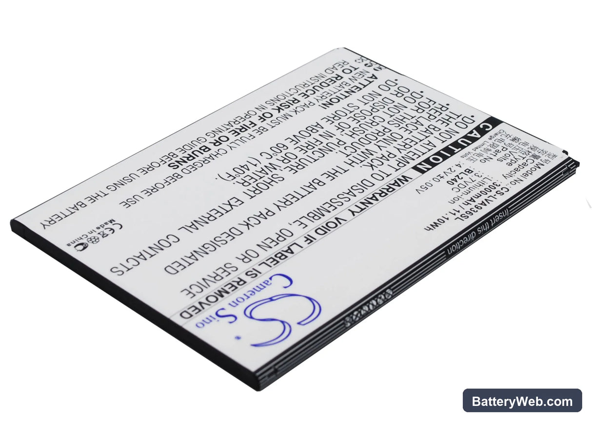 Lenovo A936 Replacement Battery, 3.7V, 3000mAh, Li-Polymer 3