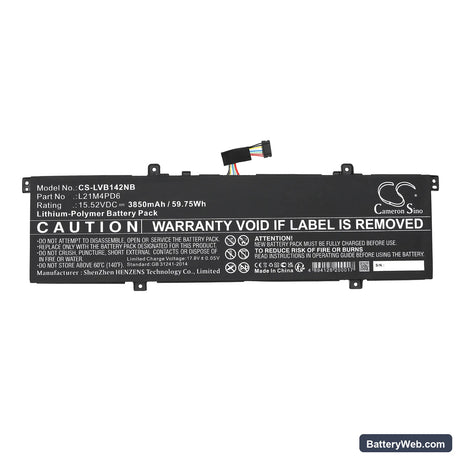 Lenovo ThinkBook 14 G4 IAP 21CX000HRE Replacement Battery, 15.52V, 3850mAh, Li-Polymer 3