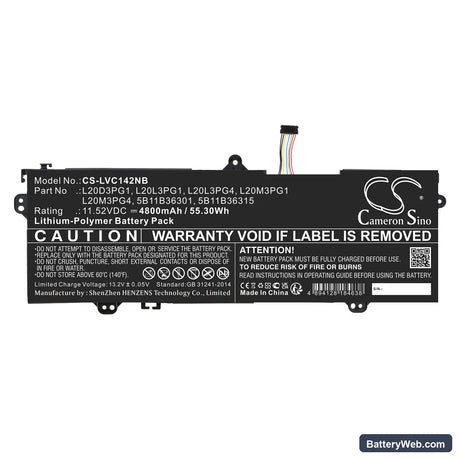 Lenovo 14w Gen 2 82N8001JIV Replacement Battery, 11.52V, 4800mAh, Li-Polymer 3