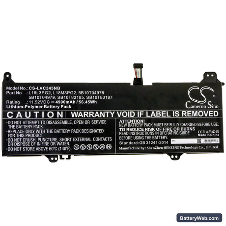 Lenovo Chromebook S345-14AST (81WX0008GE) Replacement Battery, 11.52V, 4900mAh, Li-Polymer 3