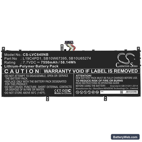 Lenovo Yoga C640 13 Replacement Battery, 7.7V, 7550mAh, Li-Polymer 3