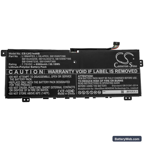 Lenovo Yoga C740 14 Replacement Battery, 7.72V, 6500mAh, Li-Polymer 3