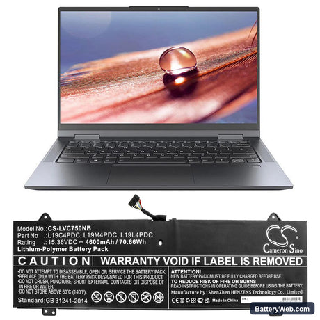 Lenovo Yoga C750 14 ITL Replacement Battery, 15.36V, 4600mAh, Li-Polymer 5