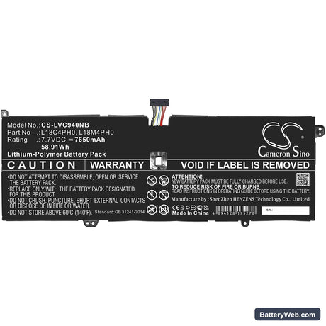Lenovo Yoga C940-14IIL Replacement Battery, 7.7V, 7650mAh, Li-Polymer 3