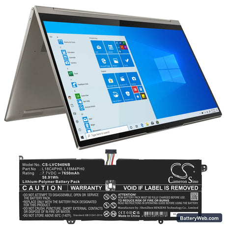 Lenovo Yoga C940-14IIL Replacement Battery, 7.7V, 7650mAh, Li-Polymer 6
