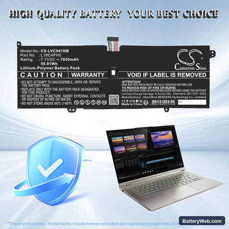 Lenovo Yoga C940-14IIL Replacement Battery, 7.7V, 7650mAh, Li-Polymer 6